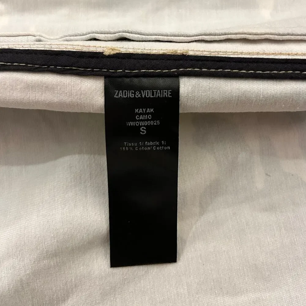 Zadig & Voltaire Kayak Camo Military Jacket Pastel Cotton Canvas Size Small - Picture 12 of 12
